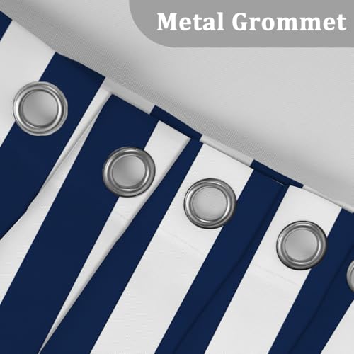 Navy Blue Striped Shower Curtain Sets Decor Blue and White Vertical Stripes Decor Modern Fashion Minimalist Bathroom Curtain for Home Bathtub Stall Decoration Hooks Included,48x72inch - color: Navy Blue, size: 48"W x 72"L (Pack of 1)