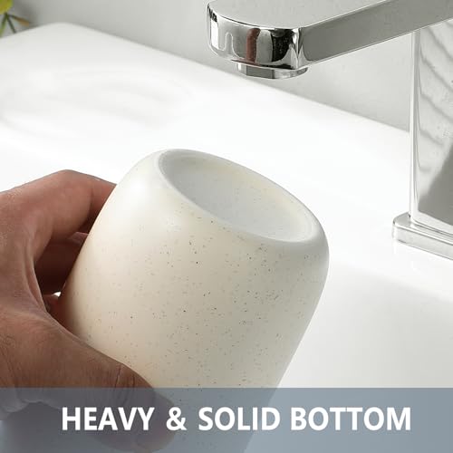 Toothbrush Holder for Bathrooms - 1 Cup Ceramic Toothbrush Toothpaste Holder, Beige Bathroom Tumbler Cup Reusable Toothbrush Mouthwash Cup, Bathroom Counter Organizer - color: Beige, size: 1pcs