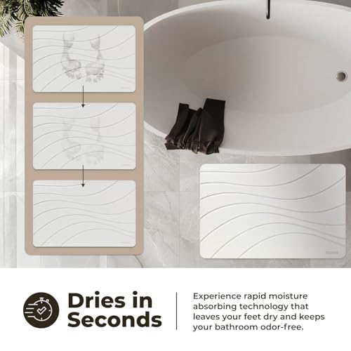 TOSORO - Stone Bath Mat Diatomaceous Earth Shower Mat Non-Slip Super Absorbent Diatomite Stone Bath Mats for Bathroom Floor Quick Drying Natural Easy to Clean (23.5 x 15) - Sandstone - color: Wave Sandstone, size: Pack of 1