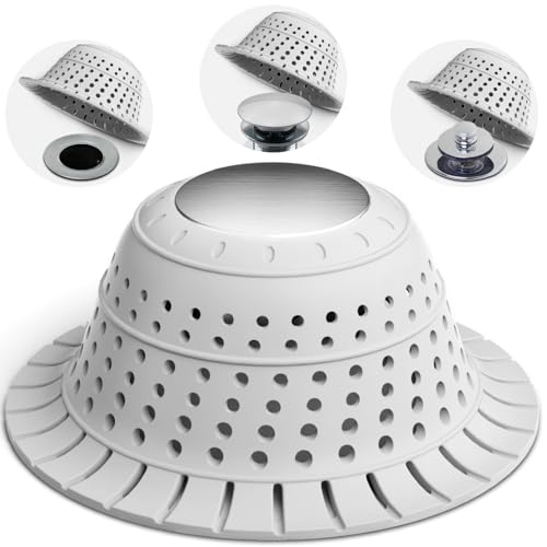 Shower Drain Hair Catcher - Bathtub Drain Cover Foldable Silicone，Shower Drain Protector for Pop-Up and Regular Drains of Shower,Tub, Bathroom, Sink,Grey - color: Gray