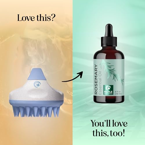 Hair Shampoo Brush and Scalp Exfoliator - Soft Silicone Scalp Massager Hair Growth Stimulator for Wet or Dry Hair - In Shower Scalp Scrubber for Dandruff Removal Made with Recycled Wheat Straw - Blue - color: Blue