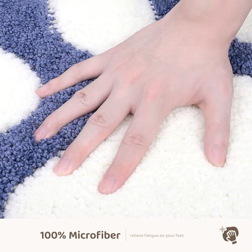 Molesun Paw Shaped Bath Mat, Cute Bathroom Rug Non-Slip, Soft Microfiber Water Absorbent Thick Shower Rug, Machine Washable Bath Rug for Bathroom Bedroom, Blue, 17x23 - color: Blue