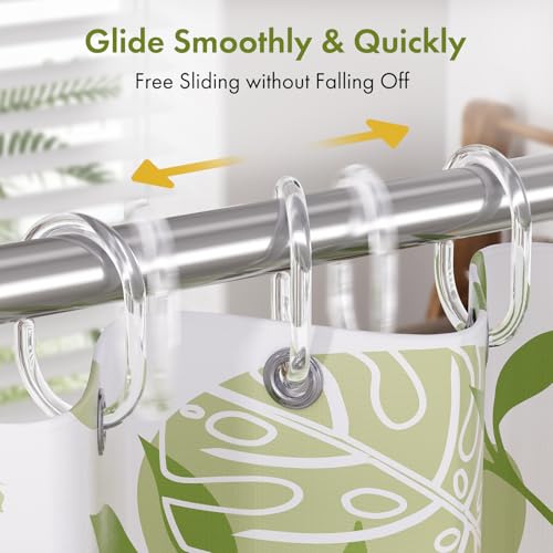 Amazer Shower Curtain Rings, 24 Pcs Plastic Shower Curtain Hooks, Clear Shower Curtain Hooks Rings, Rust Proof Shower Rings C Shaped Shower Hooks for Shower Curtain and Liner Bathroom - color: Clear C-shape, size: 24 Pack