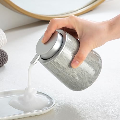 Enra Ceramic Foaming Soap Dispenser,12 oz Gray Hand Foam Soap Dispenser for Bathroom Kitchen with Easy-to-Press Pump(Gray Foam Type) - color: Gray Foam Type