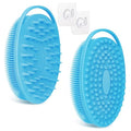 Soft Silicone Body Scrubber 2PCS, 2-in-1 Bath & Shampoo Brush with Dual-Side Usage, Hygienic Silicone Loofah Shower Scrubber for Gentle Exfoliating & Good Lathering(Bluex2) - color: Blue*2