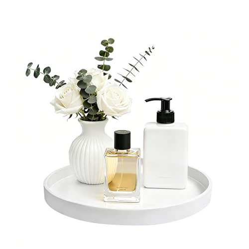 1 Pack 8" Bathroom and Vanity Tray, ABS Bathroom Counter Organizer, Coffee Table Decor for Perfume, Candles, Keys &More. Kitchen Countertop Organizer, Decorative Tray Soap Holder, White - color: White, size: 8"