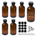 2 oz Amber Glass Bottles - Small Glass Jars with Black Lids Empty Boston Bottle,Dispensing Bottles for Homemade Vanilla Extract, Essential Oils, Herbal Medicine (6)