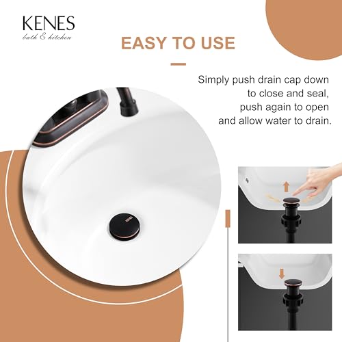 KENES Oil Rubbed Bronze Bathroom Vessel Pop Up Sink Drain Without Overflow, Vanity Sink Drain Stopper Assembly, Sink Drain Assembly Without Overflow Anti Clog Pop Up Drain - color: Oil-rubbed Bronze, size: Big Pop up Cap (Without Overflow)