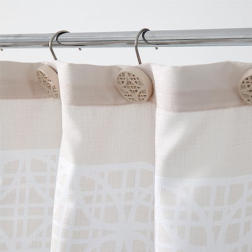 Bathroom Accessories Set, Bath Accessory Complete Set with Lotion Dispenser/Soap Pump, Soap Dish and Toothbrush Holder, Bath Mat, Shower Curtain with 12 Hooks (Embossed Pattern, Tan)