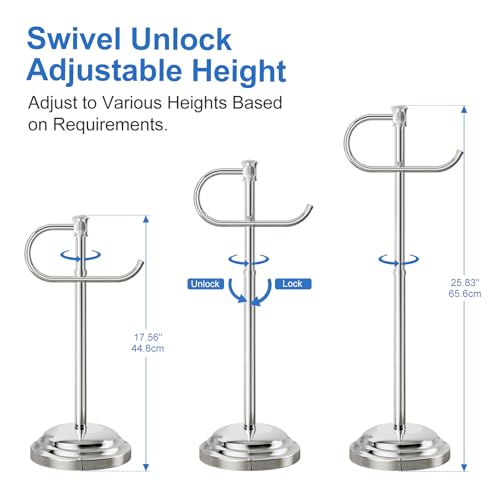 RUMOSE Toilet Paper Holder Stand for Floor, Polished Chrome Bathroom Free Standing Toilet Tissue Roll Holder with Storage, Adjustable 17-25 Inch, SUS304 Stainless Steel - color: Polished Chrome