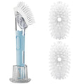 Soap Dispensing Replacement Dish Brush with 2 PCS Brush Refills & Holder | RIMAY Dispenser Scrub Cleaning Scrubber Kitchen Dishwashing Dish Wand Handle for Dishes/Pans/Pots/Sink(Blue) - color: Blue
