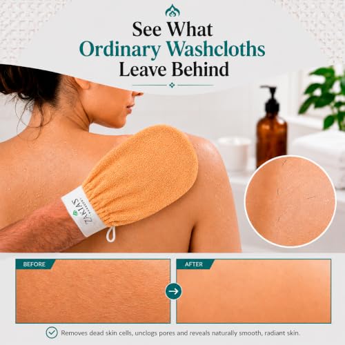 Original Kessa Exfoliating Glove - Salmon Beige - Microdermabrasion Exfoliating Mitts, Removes unwanted dead skin, dirt and grime and Keratosis Pilaris. Great for spray tan removal. 1 unit | Microdermabrasion, Removes dead skin, dirt and grime, spray tan