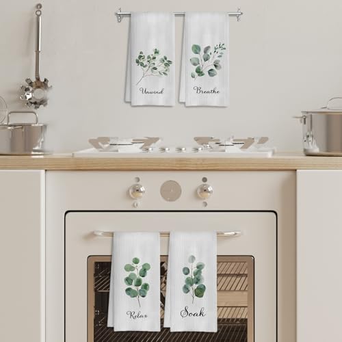 Boho Botanical Hand Towels Set of 4, Relax Breathe Soak Unwind Decorative Towels, Gym Yoga Spa Decor, Boho Decor, 16x24 Inches(Style D) - color: C