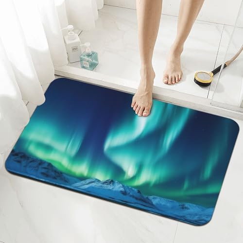 Stone Bath Mats for Bathroom Diatomaceous Earth Bath Mat Super Absorbent Floor Mat Northern Lights Stone Drying Mats Quick Drying Diatomite Shower Mat for Bathtub Pad 15.7x23.6in - color: Northern Lights
