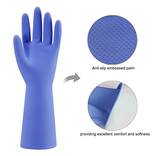 Rubber Kitchen Dishwashing Gloves - 4 Pairs Colorful Reusable Household Cleaning Gloves for Washing Dishes and Cleaning Tasks, Flexible Long-lasting and Non-Slip (Medium, Blue+Pink+Yellow+Red) - size: Medium
