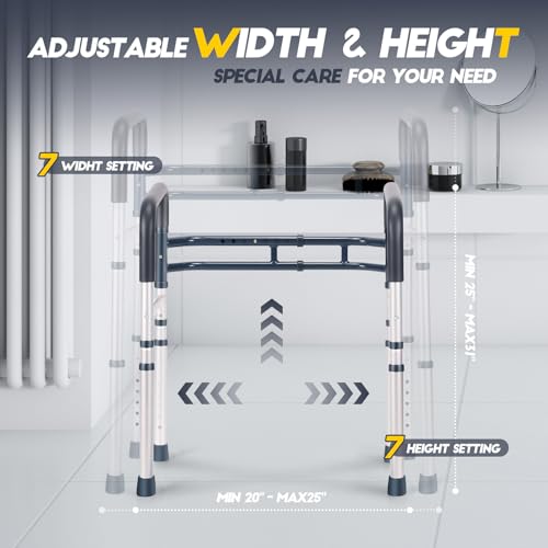 Lianjindun Toilet Safety Rails (350 lb), Adjustable Toilet Frame for Elderly, Seniors, Handicap & Disabled, Foldable Handicap Toilet Handles Fit Any Toilets (Blue) - color: Blue