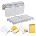 Bath Kneeler and Elbow Rest Pad, 1.75 inch Extra Thick Baby Bath Kneeling Pad and Elbow Pad for Bathtub. Bath Tub Elbow Pad with Infant Toy and Baby Accessories Organizer, Grey - color: Gray