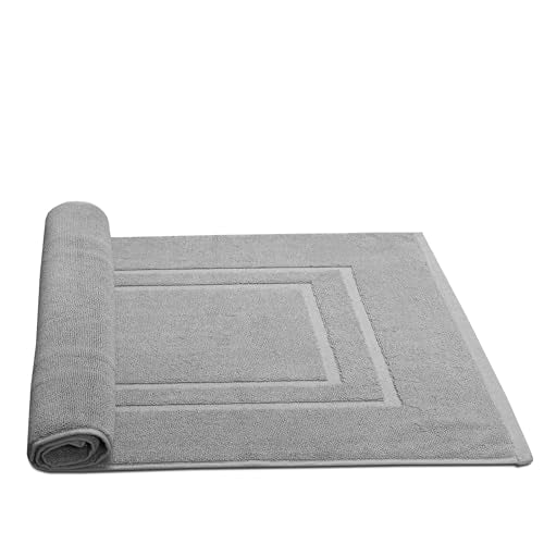 Feather & Stitch 2 Piece Towel Like Bath Mats (30x21 Inch) 100% Cotton Terry Bath Mats, Bathroom Shower Floor Mats [NOT A Bathroom Rug], Soft Absorbent Washable Mats - Dark Grey - color: Dark Grey