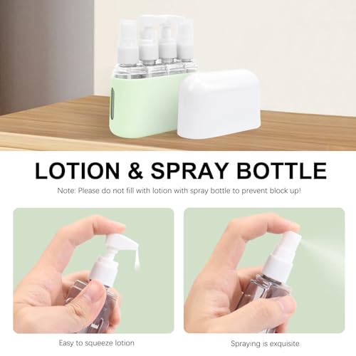 Skycase Travel Bottles - Leak Proof Refillable Tsa Approved Travel Size Toiletries, 4 in 1 Liquid Bottles Containers with Labels and Funnel Airplane Accessories Kits for Lotion Liquid (Green) - color: Green, size: 4 in 1