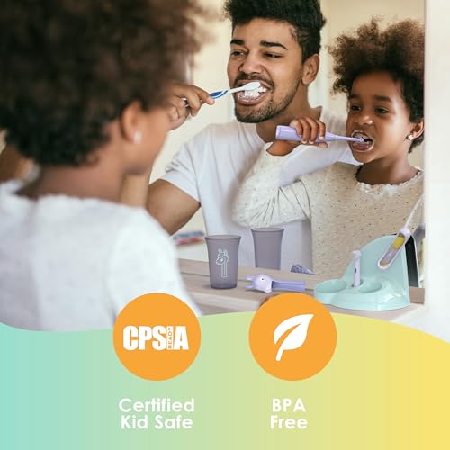 Brusheez Kids’ Electric Toothbrush Set - Safe & Effective for Ages 3+ - Parent Tested & Approved with Gentle Bristles, 2 Brush Heads, Rinse Cup, 2-Minute Timer, & Storage Base (Jovie the Giraffe) - color: Jovie the Giraffe