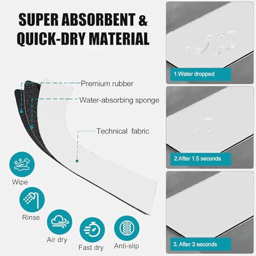 Customizable Kitchen Sink Faucet Mat: 24" Lx4 W Absorbent Splash Guard | Non-slip Fabric Rubber Mat, Cut to Fit Oval Rectangle Square Faucet & 2,3,4 Holes Irregular Sink with Soap Dispenser Air Gap