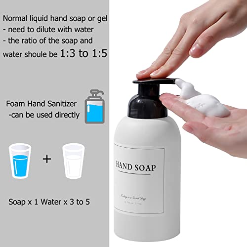 rejomiik 2 Pack Foaming Soap Dispenser Thick Glass Foam Hand Soap Dispenser for Bathroom or Kitchen Sink, 13 oz Pump Bottles for Hand soap, Body Wash, Matte Black and White - color: Black and White