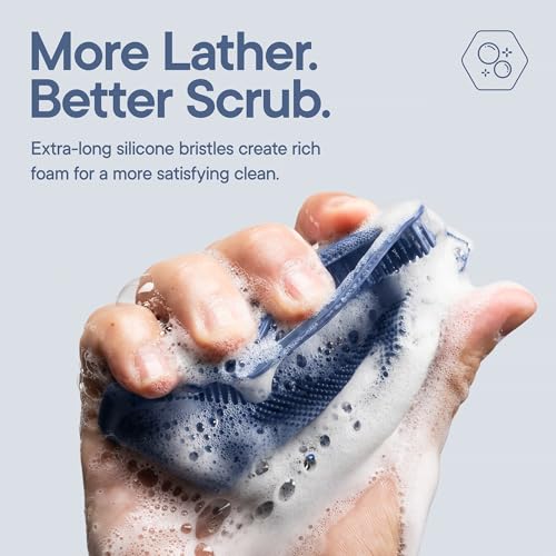 TOOLETRIES Silicone Body Scrubber 2.0, Loofah Alternative - Glacier | Gentle exfoliating shower scrubber that's quick drying, hygienic and longer lasting than traditional loofahs. - color: Glacier