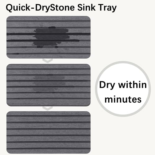 NiuYichee 2 PCS Water Absorbent diatomite Coasters, 7.1" x 3.5" Water Absorbing Stone Tray for Sink, Stone Drying mat for Kitchen Counter, Stone soap Tray Used for Hand Soaps & toiletries & Plants - color: Dark Grey, size: 7.1" x 3.5"（18 x 9cm）