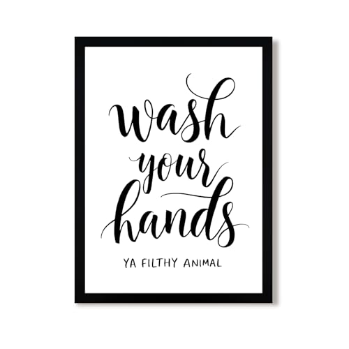 Urmoya Black and White Simple Bathroom Canvas Wall Art, Funny Small Bathroom Wall Decor, Rustic Sign Decoration Art Prints For Toilet Restroom Tabletop Desk 12x16 Inch Wood Framed - color: Character, size: 16"L x 12"W
