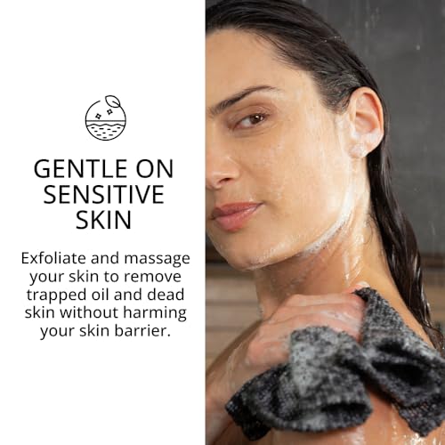 Sima Brand Exfoliating Washcloth Face & Body Scrub Towel - Japanese Exfoliating Towel with Hexagon Fibers, Body Scrubber with 2 Sides for Scrubbing & Washing, Extra Long Body Towels (Black) - color: Black