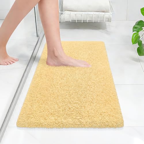 Beige Bathroom Rugs 23"x16", Extra Soft Absorbent Bath Mat, Rubber Backing Quick Dry, Machine Washable Microfiber Bath Rugs for Bathroom Floor, Bedroom, Tub, Shower - color: Beige, size: 24" x 17"