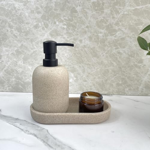 Soap Dispenser Tray for Bathroom Sink,7.2″ Small Vanity Tray Lotion Bottle Organizer Tray for Kitchen/Bathroom Sink. - color: Tray-beige