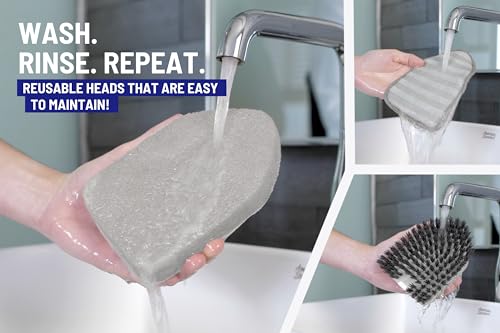 Moku Home Shower Scrubber 3 in 1 Extendable Long Handle 58" Cleaning Brush | Non-Scratch Bathroom Scrubber for Tub, Tile, Shower, Kitchen, Toilet, Sink, Wall & Floor; Telescopic Shower Cleaning Brush - color: Gray