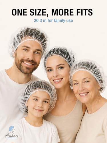 Auban 100PCS Disposable Shower Caps, Plastic Clear Hair Cap Large Thick Waterproof Bath Caps for Women, Hotel Travel Essentials Accessories Deep Conditioning Hair Care Cleaning Supplies(20.5")