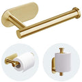 JOPOFI Toilet Paper Holder - Adhesive Toilet Paper Holder - Brushed Gold | Toilet Paper Holder Wall Mount for Bathroom,Stainless Steel Command Strip Toilet Paper Roll Holder Stick On Wall,No Drilling - color: Brushed Gold, size: 1pcs