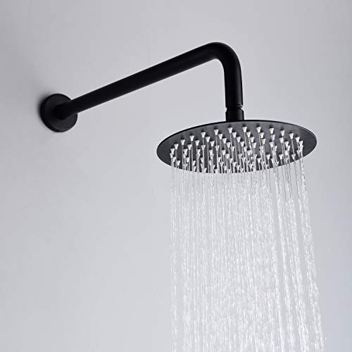 SUMERAIN Matte Black 3 Handle Tub Shower Faucet Set | Waterfall Tub Spout, With Brass Rough in Valve, 8 Inches Rain Shower Head, Modern Design - color: Matte Black