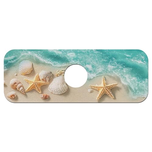 Faucet Fast Absorbent Pad - Beautiful Beach With Starfish And Shells Drying Pad, Suitable For Kitchen, Bathroom, Island And Other Scenes - color: Beautiful beach with starfish and shells