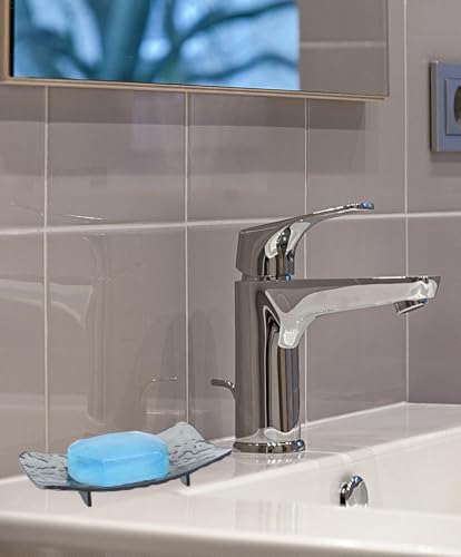 Plastic Soap Dish, Self Draining Set of 2 Black and White - Soap Holder for Shower, Bathroom and Kitchen - Easy to Clean, Stays Dry (5.94" L x 3.54" W x 0.86" H)