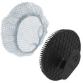 Silicone Body Scrubber with Scrub Net Set, BEAUTAIL 2 Pack for Rich Lather, Deep Cleansing, and Exfoliation – Durable, Easy to Clean, Gentle or Firmer Options – 1 Shower Brush Black, 1 Scrub Net Gray - color: Black