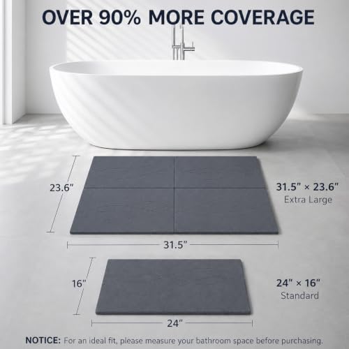 Extra Large Stone Bath Mat for Bathroom,31.5" x 23.6" Quick-Drying Diatomite Stone Shower Mat,Spliceable Design Instant Dry Technology Bath Mats Non-Slip Easy to Clean(Linear Dark Gray) - color: Dark Gray