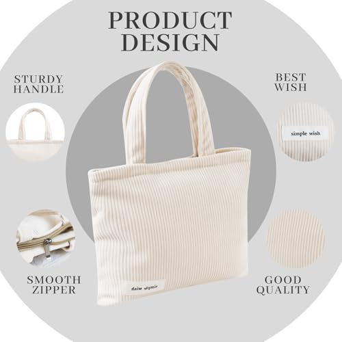Wudygirl Makeup Bag Travel Cosmetic Bag for Women Small Makeup Pouch with Handle Zipper Cosmetic Pouch Handbag Aesthetic 8.3" x 6.7"(Beige) - color: Beige