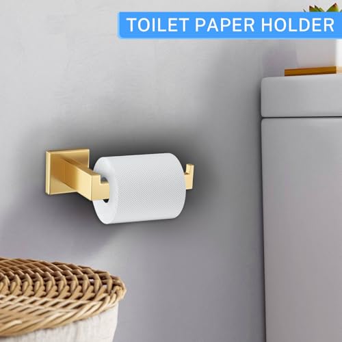10-Piece Brushed Gold Bathroom Hardware Set Gold Towel Bar Set,Towel Holder/Rack for Bathroom,Stainless Steel Wall-Mounted 23.6 Inch Bathroom Accessories Set - color: 10 Pcs Brushed Gold