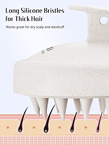HEETA Scalp Massager Hair Growth, Soft Silicone Scalp Scrubber Shampoo Brush for Exfoliation, Dandruff Removal & Head Massage Stress Relax, Wet & Dry Use for Thick, Thin Hair Care, Wheat Straw Beige - color: New Beige