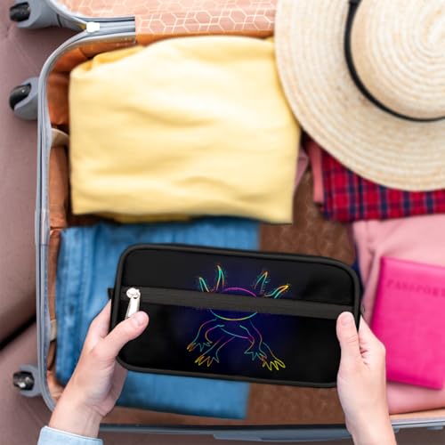 Kids Travel Toiletry Bag - Black Axolotl Waterproof Hanging Cosmetic Hygiene Bags for Boys Men - Large Shave Kit for Toiletries Accessories Bathroom Stuff - color: Black Axolotl
