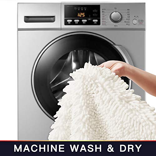 Walensee Bathroom Rug 2 Pieces Set Non Slip Bath Mat (20"x32" Plus 20"x32" Ivory) Water Absorbent Super Soft Shaggy Chenille Machine Washable Dry Extra Thick Perfect Carpet for Shower Floor - color: Ivory, size: 20"x32" plus 20"x32"