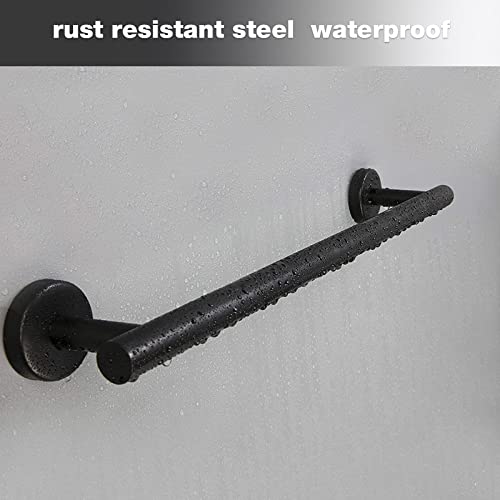 Cilee 10 Piece Matte Black Bathroom Accessories Set, 24inch Black Towel Bar Ring+Toilet Paper Holder+ Robe Towel Hook SUS304 Stainless Steel Bathroon Hardware Set - color: Black, size: 24inch