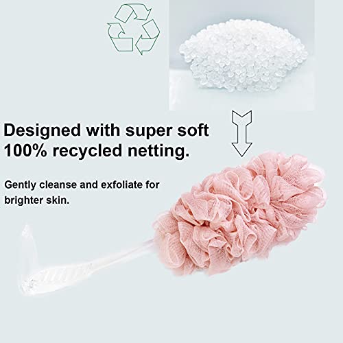 PPHAO - Back Loofah on a Stick for Men - Bath Brush Long Handle for Shower Elderly - Loofah Sponge for Women - Plastic Loofah - Bath Body Brush - Pink Loofah - 2Pack - style: Pink and Pink