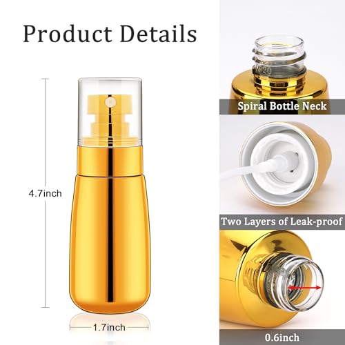 Cosywell Travel Spray Bottle TSA Approved 3 Pack 2oz 60ml Leak Proof Fine Mist Spray Bottle Empty Plastic Refillable Containers for Hair Perfume Toners Rose Water Cosmetics(Brown+Clear+Glod) - color: Brown+Clear+Gold, size: 2 oz