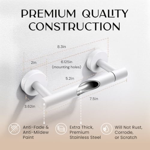 Day Moon™ - Toilet Paper Holder - Modern Roll Holder for Bathroom - 1 Pack - Wall Mount - Classic, White - color: White