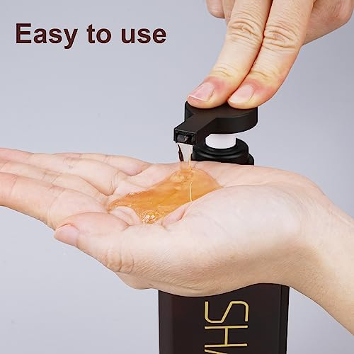 Shampoo and Conditioner Dispenser Shower Soap Bottles 3 Pack 550ml/18.6oz Refillable Shampoo Pump Bottle Dispenser Plastic Empty Body Wash Dispensers with Stylish Permanent Labels for Bathroom (Brown) - color: Brown